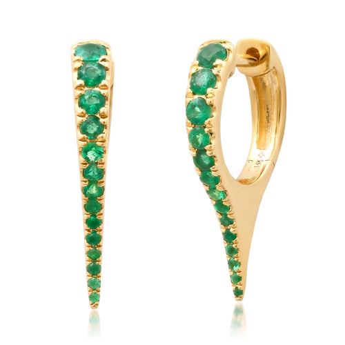 The Luxe Emerald To the Point Diamond Dagger Earrings