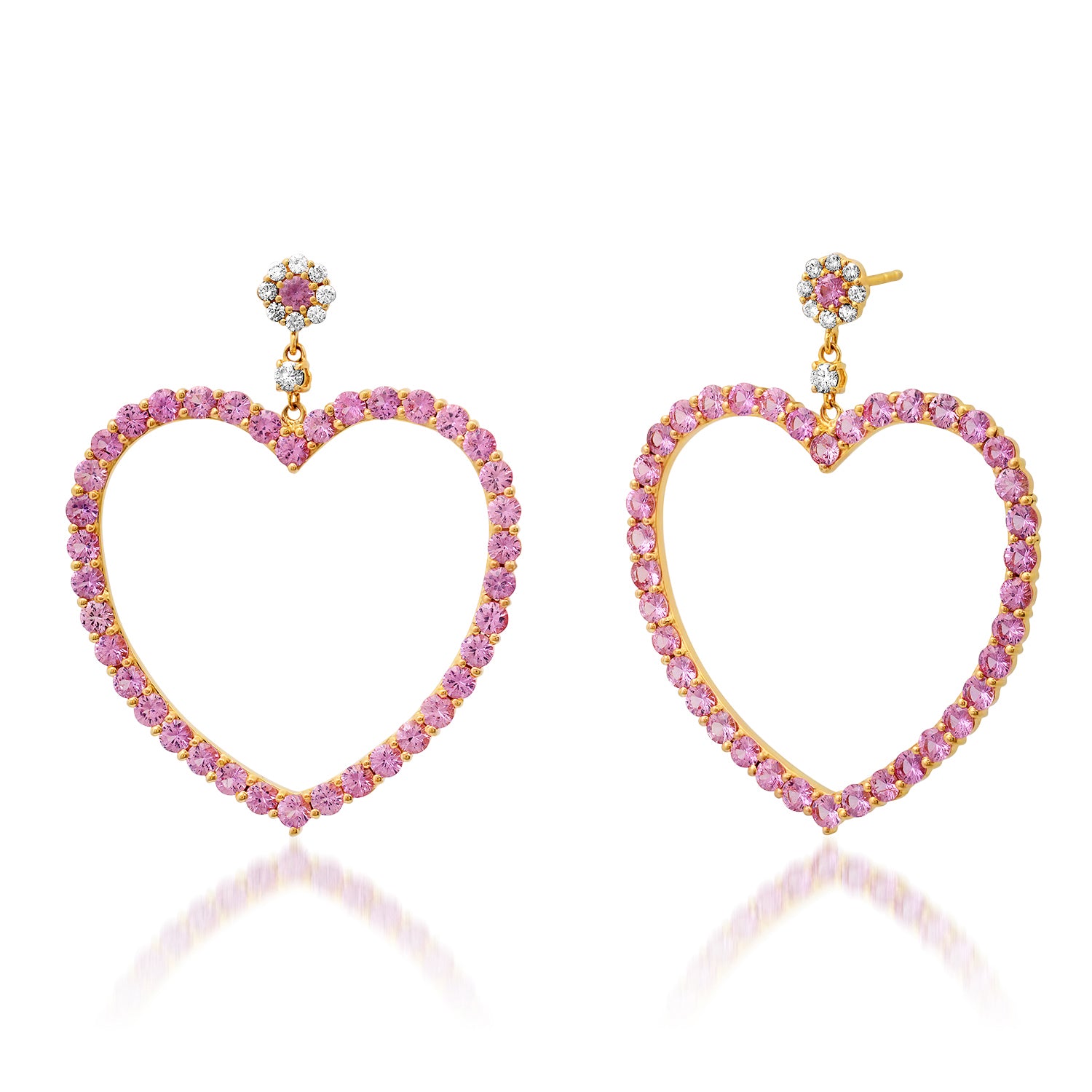 Pink Sapphire Jumbo Ooen Heart Earrings