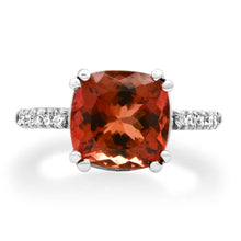 Warm & Toasty Cushion Cut Tourmaline on Diamond Band Ring