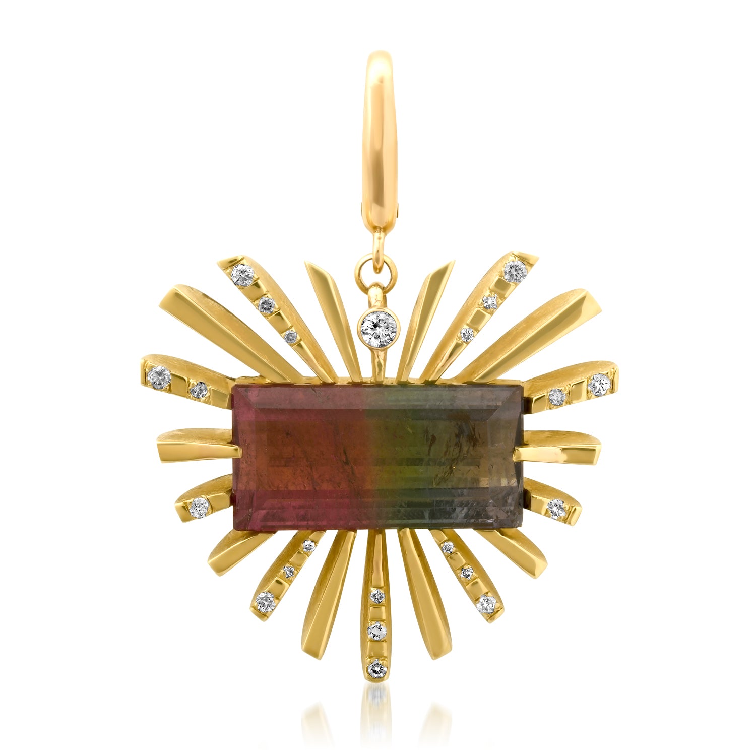 One Of A Kind Multicolored Tourmaline and Diamonds Divine Love Light Heart Pendant