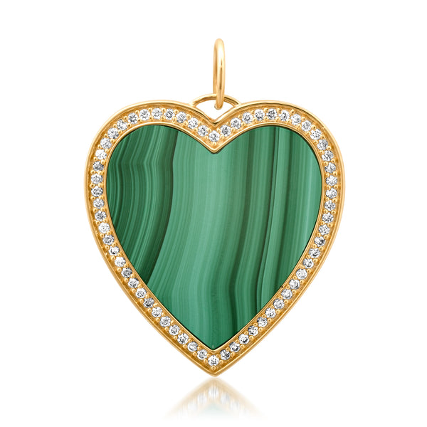Buy Malachite Pendant Heart-shaped Necklace Sterling Silver Free Chain  Online in India - Etsy