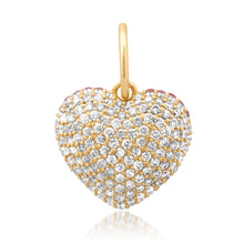 Sweet & Sparkly Double Sided Pink Sapphire & White Diamond Puffy Heart Charm