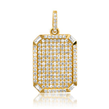 Full Pave Diamond Rectangular Plaque Charm with Baguette Accents