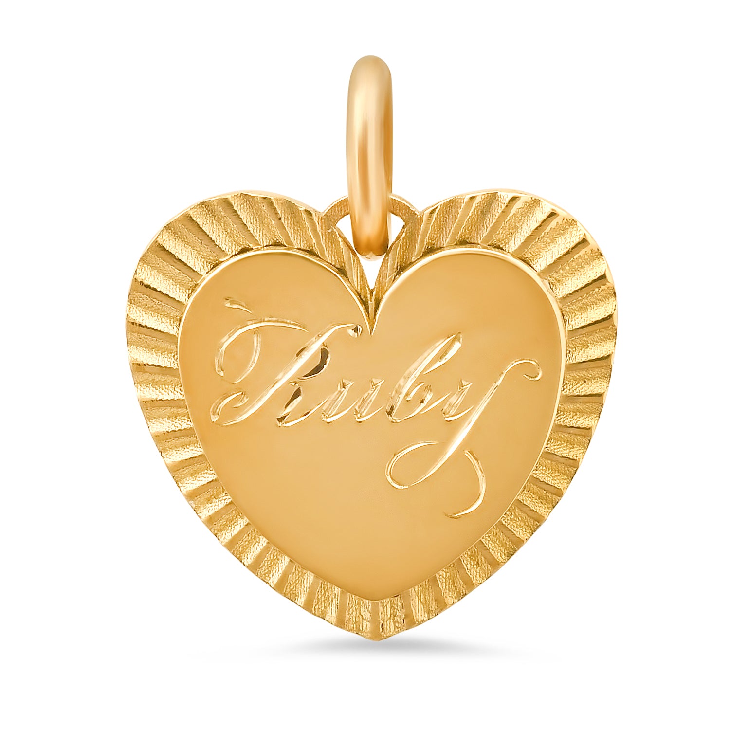 Cursive Cutie Personalized Fluted Heart Charm