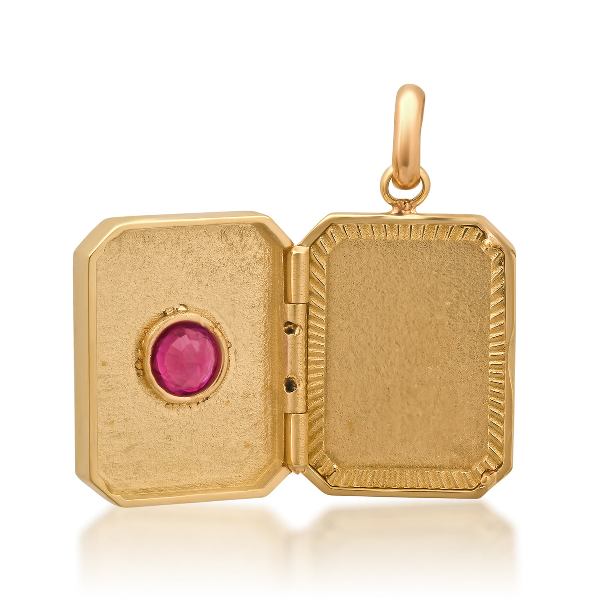 One of a Kind Serene Ruby Fluted Light Locket Charm