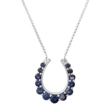 Blue Sapphire & Diamond Lucky Horseshoe Necklace