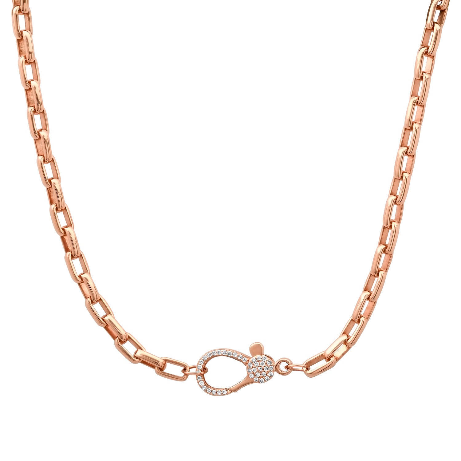 Lovely Linked Gold Chain Necklace & Diamond Clasp