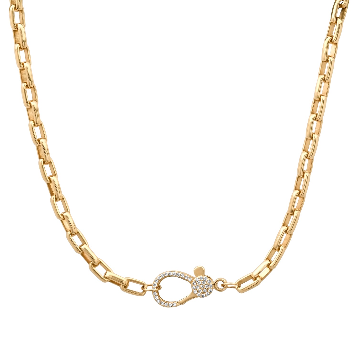 Lovely Linked Gold Chain Necklace & Diamond Clasp