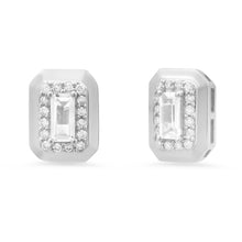 Emerald Cut Topaz & Diamond Pave Stud Earrings