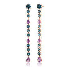 Mixed Shape Amethyst & Blue Topaz Shoulder Duster Drop Earrings