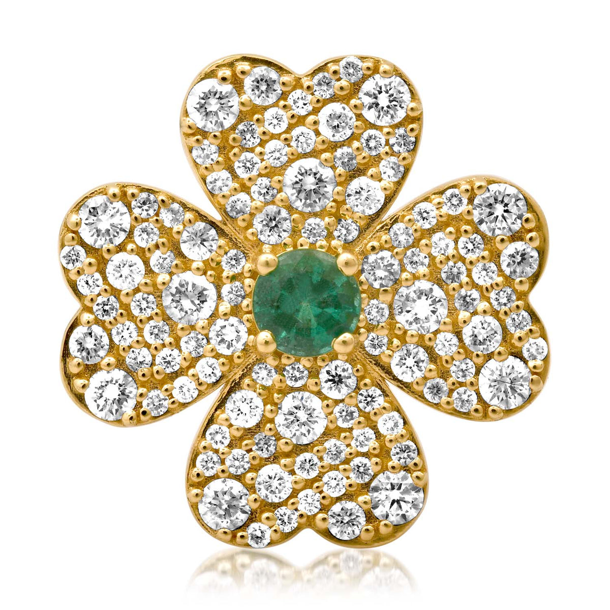 Good Luck Diamond & Emerald Clover Ring