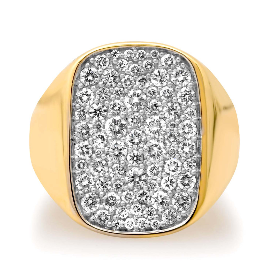 Elongated Cushion Shape Pave Diamond Signet Ring