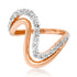 Double Band Diamond & High Polish Swirl Ring