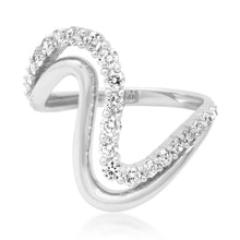 Double Band Diamond & High Polish Swirl Ring