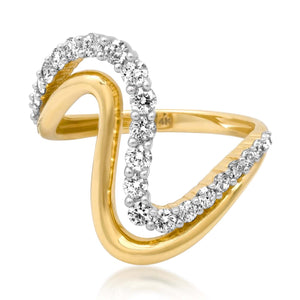 Double Band Diamond & High Polish Swirl Ring