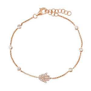 Delicate Diamond Hamsa Protection Bracelet