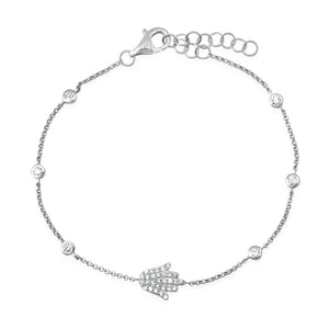 Delicate Diamond Hamsa Protection Bracelet