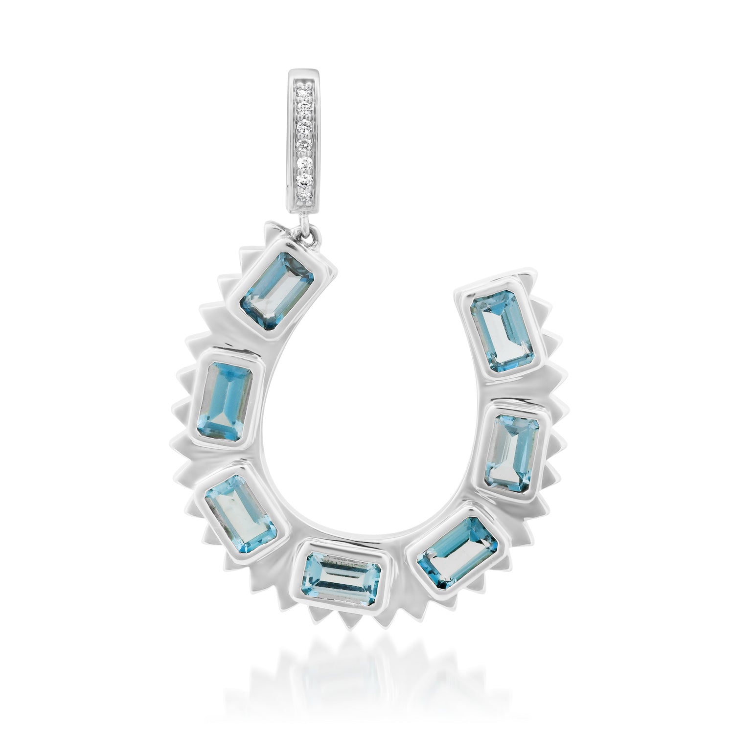 London Blue Topaz & Diamond Lucky Horseshoe Pendant