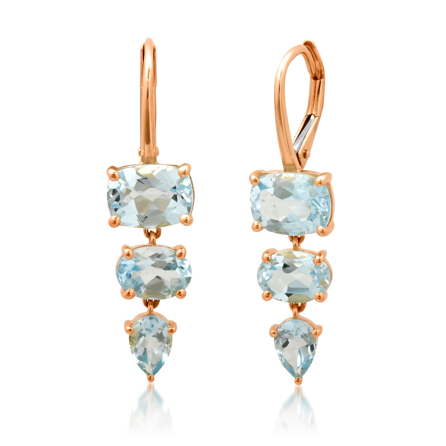 Blue Topaz Triple Drop Shape Earrings