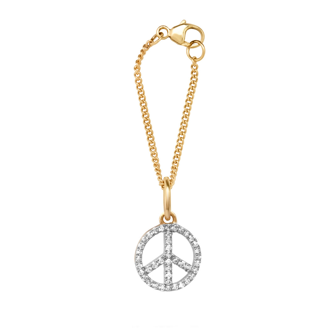 Diamond Peace Sign Watch Charm Bracelet