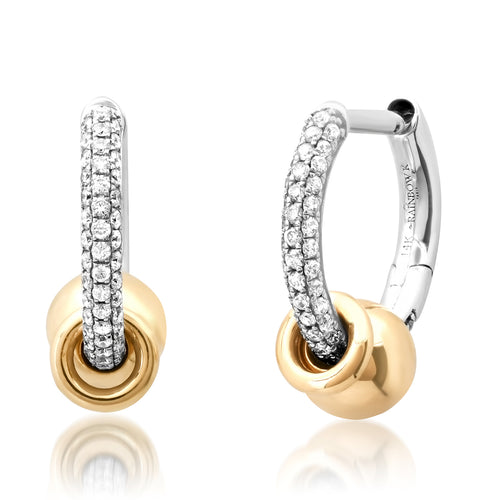 Nano Gold Ball Diamond Huggie Hoop Earrings