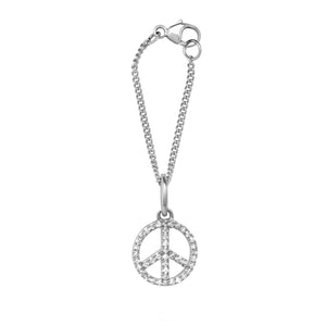 Diamond Peace Sign Watch Charm Bracelet