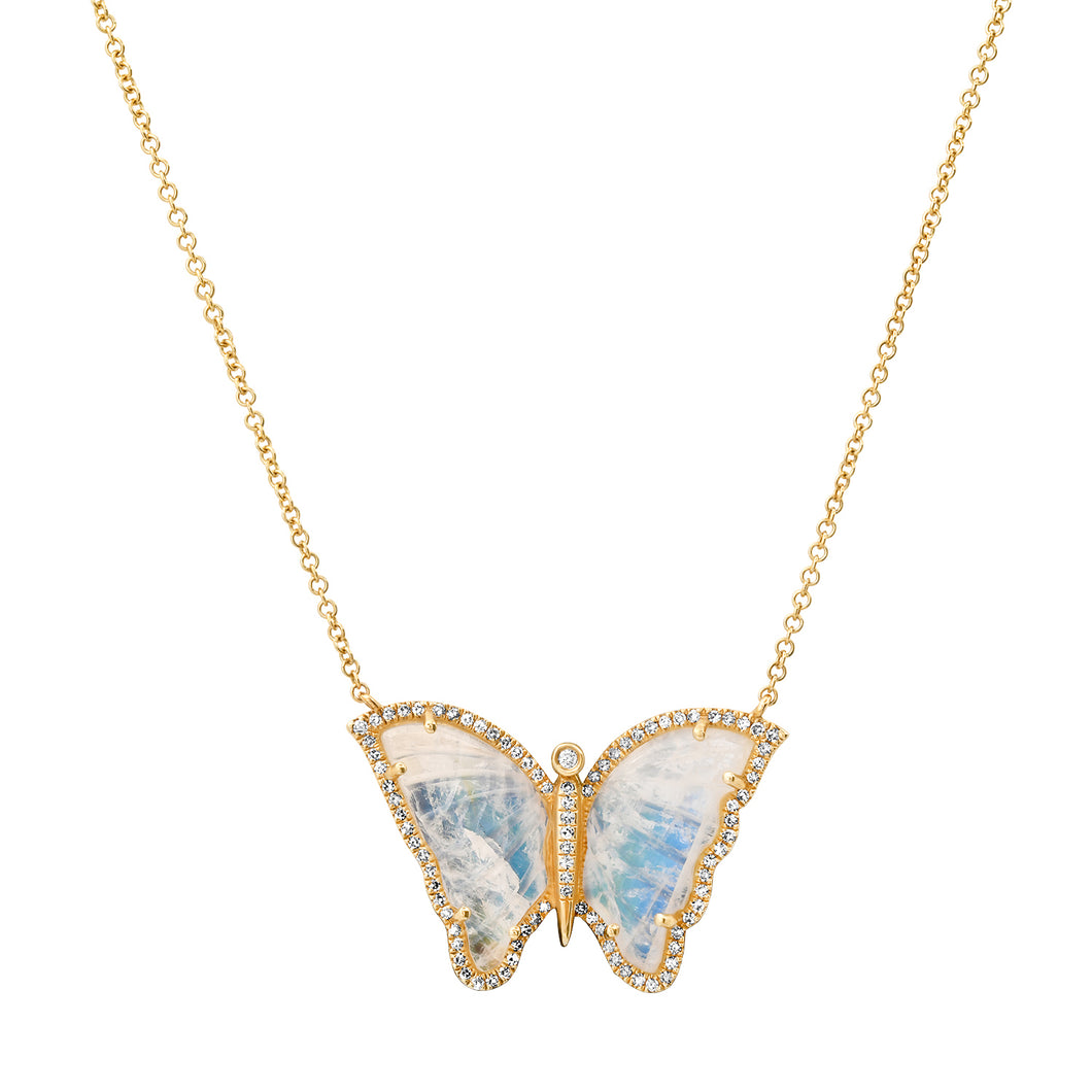 Magic Moonstone & Diamond Butterfly Necklace