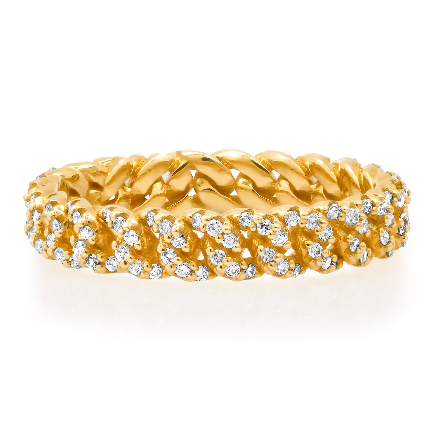 Pretty Diamond Pave Cuban Chain Stacking Ring