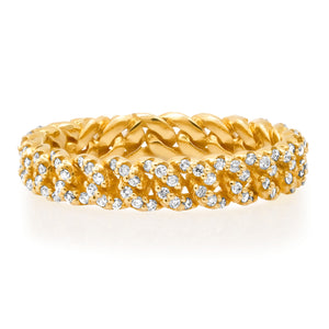 Pretty Diamond Pave Cuban Chain Stacking Ring