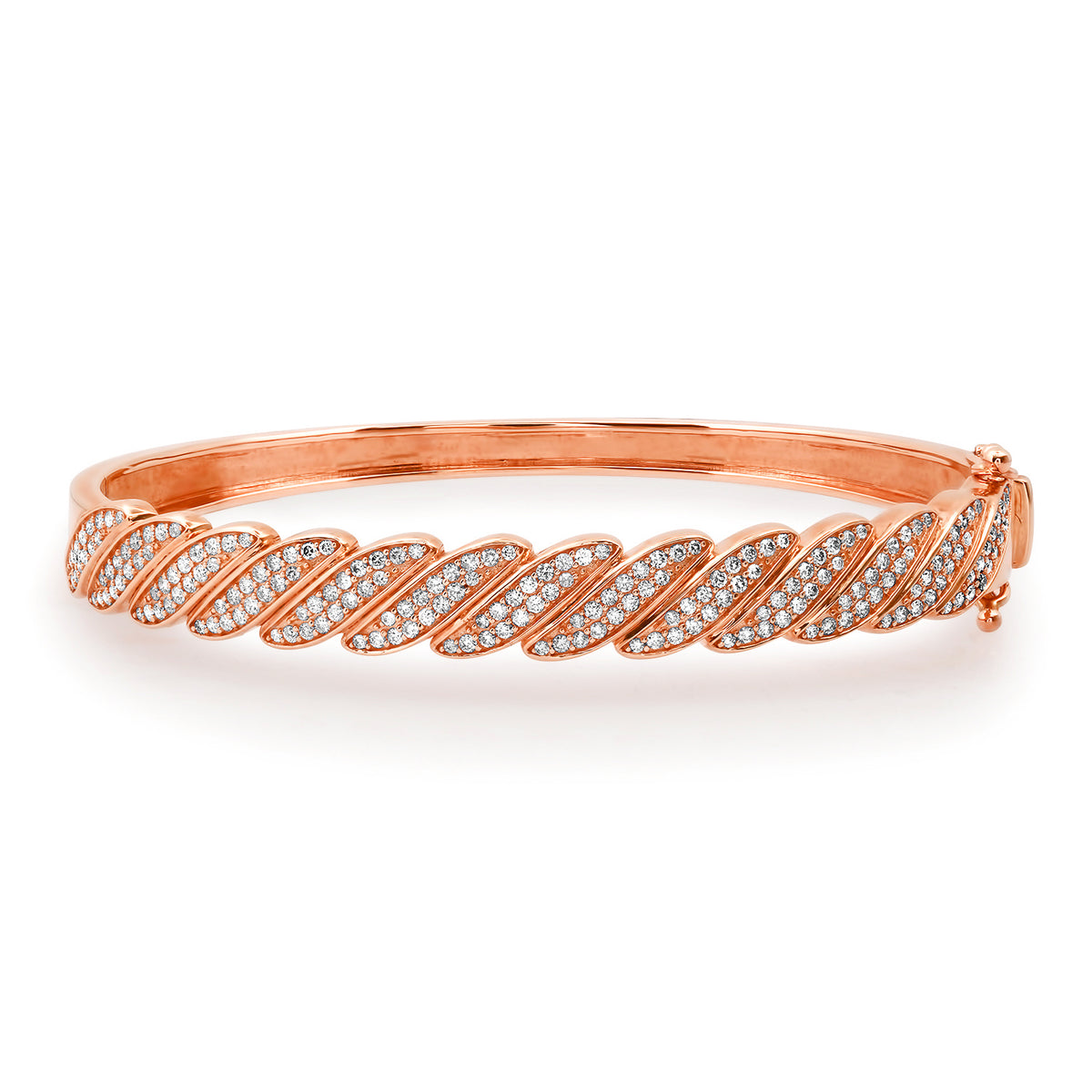 Twisted Pave Diamond & Gold Bangle Bracelet