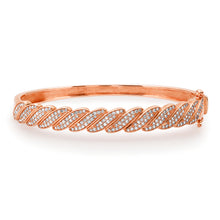 Twisted Pave Diamond & Gold Bangle Bracelet