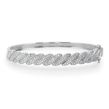 Twisted Pave Diamond & Gold Bangle Bracelet