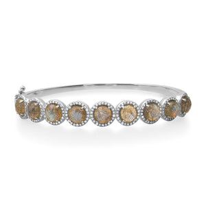 Large & In Charge Diamond & Labradorite Bangle Bracelet