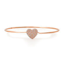 Pave Diamond Heart Bangle with Hidden Hook Clasp