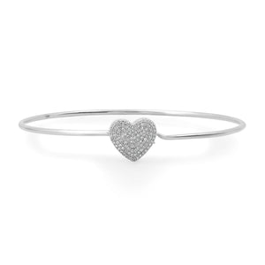 Pave Diamond Heart Bangle with Hidden Hook Clasp