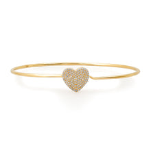 Pave Diamond Heart Bangle with Hidden Hook Clasp