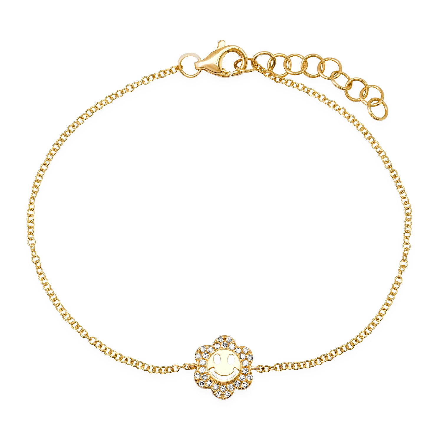 Smiley Diamond Flower Chain Bracelet 