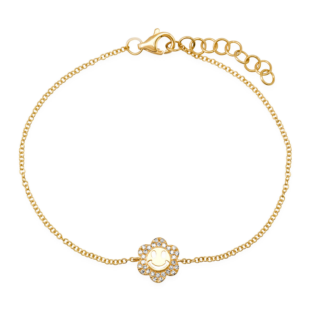 Smiley Diamond Flower Chain Bracelet 