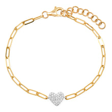 Diamond Pave Heart Chain Bracelet