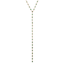 Dramatic Bezel Set Emerald Lariat Necklace