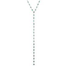 Dramatic Bezel Set Emerald Lariat Necklace
