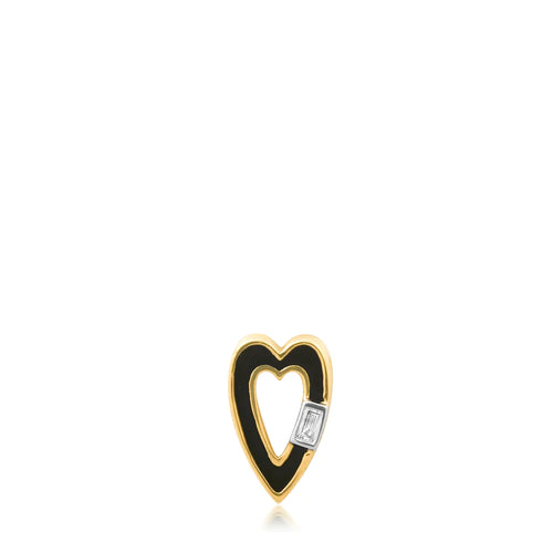 Black Enamel Mini Heart Charm