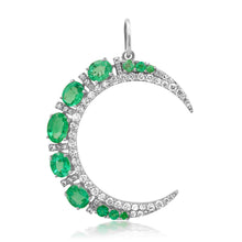 Graduated Gemstone & Diamond Crescent Moon Pendant