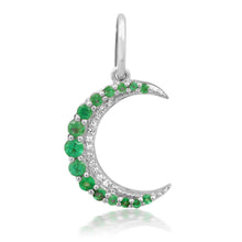 Petite Diamond & Emerald Crescent Moon Charm