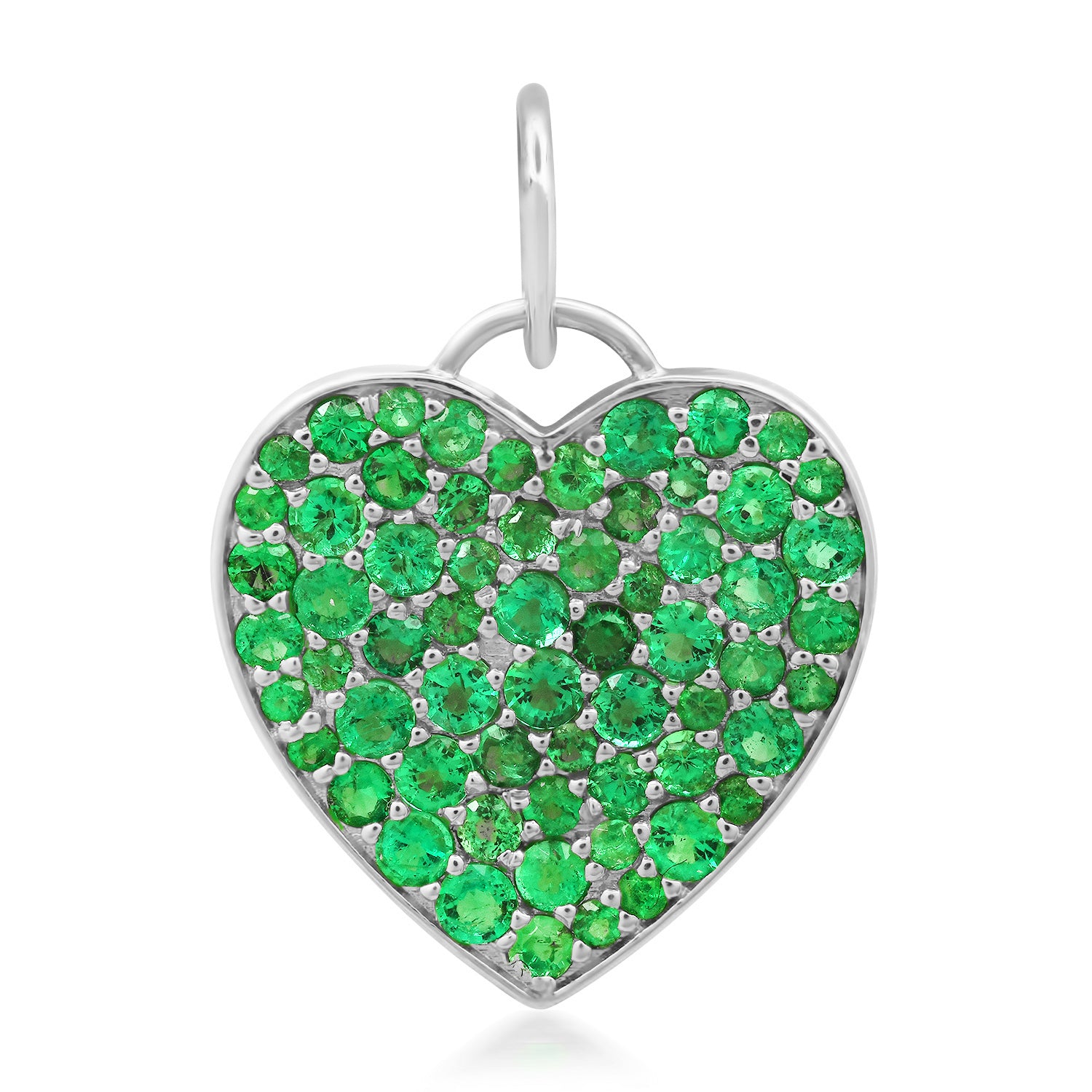 Pave Chubby Gemstone Heart Charm