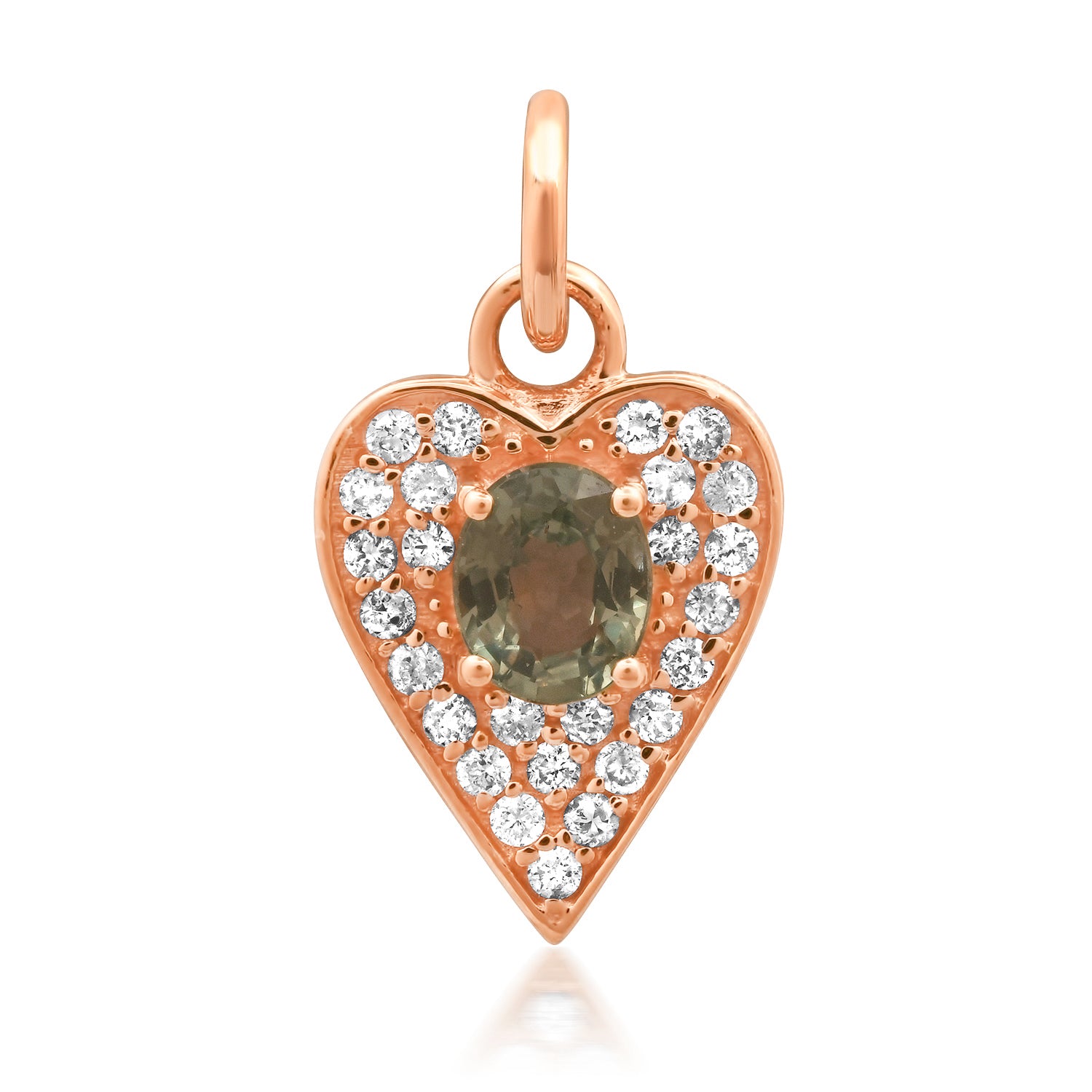 Petite Sapphire & Diamond Pave Heart Charm