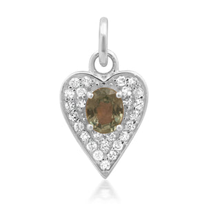 Petite Green Tourmaline & Diamond Pave Heart Charm