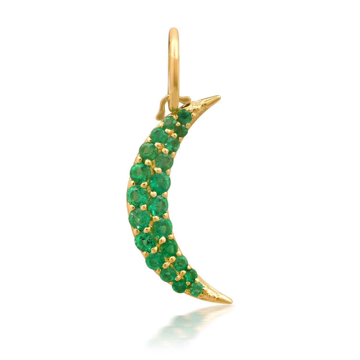 Slim Pave Emerald Crescent Moon Charm