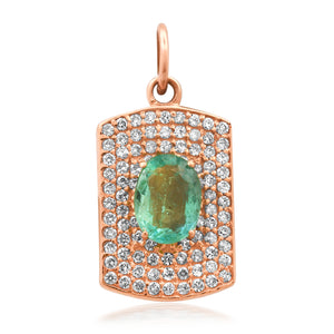 Emerald & Diamond Plaque Charm 