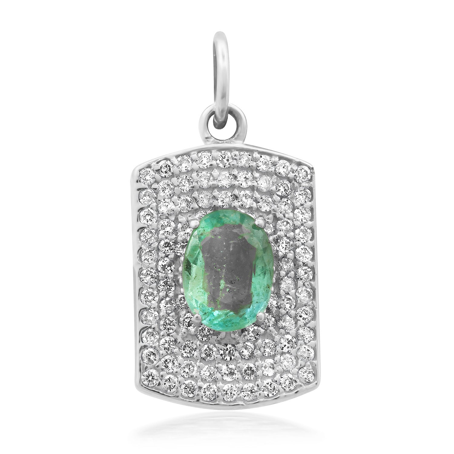 Emerald & Diamond Plaque Charm 